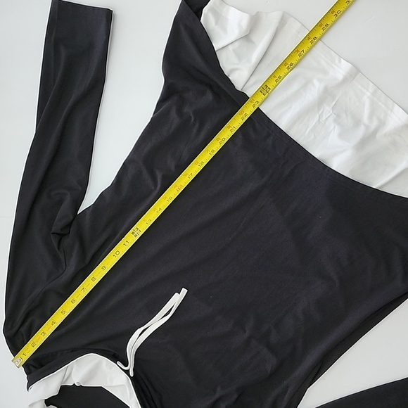 Papa Cowl Neck  Black White Layered Long Sleeves Tunic Top Bamboo Drapy Size L - Picture 10 of 11